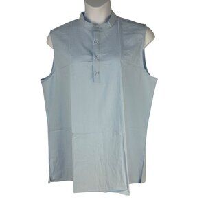 Hawalili Womens Sleeveless Light Blue Mandarin Collar Top XL Polyester Blend New